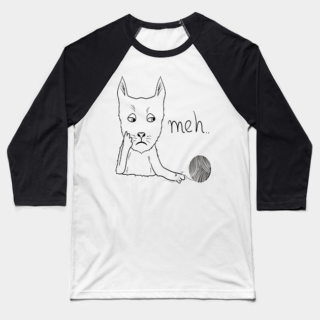 Funny meh cat Baseball T-Shirt by Antiope